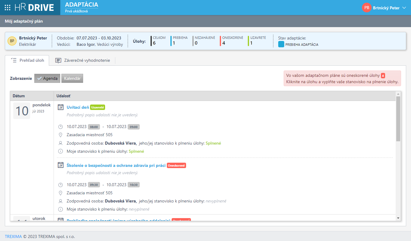 Adaptačný plán zamestnanca (pre adaptovaných zamestnancov)