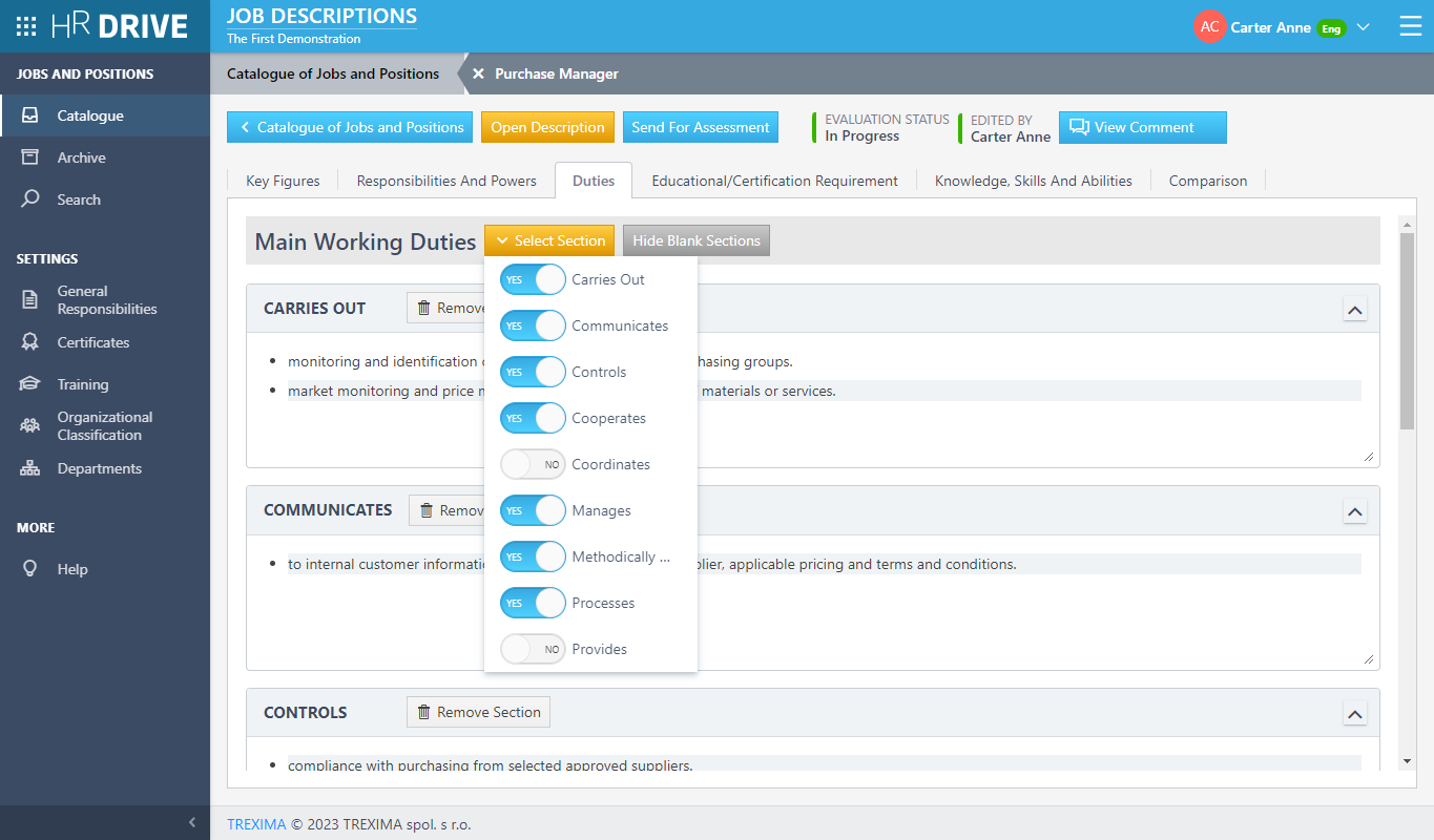 Editing the job description