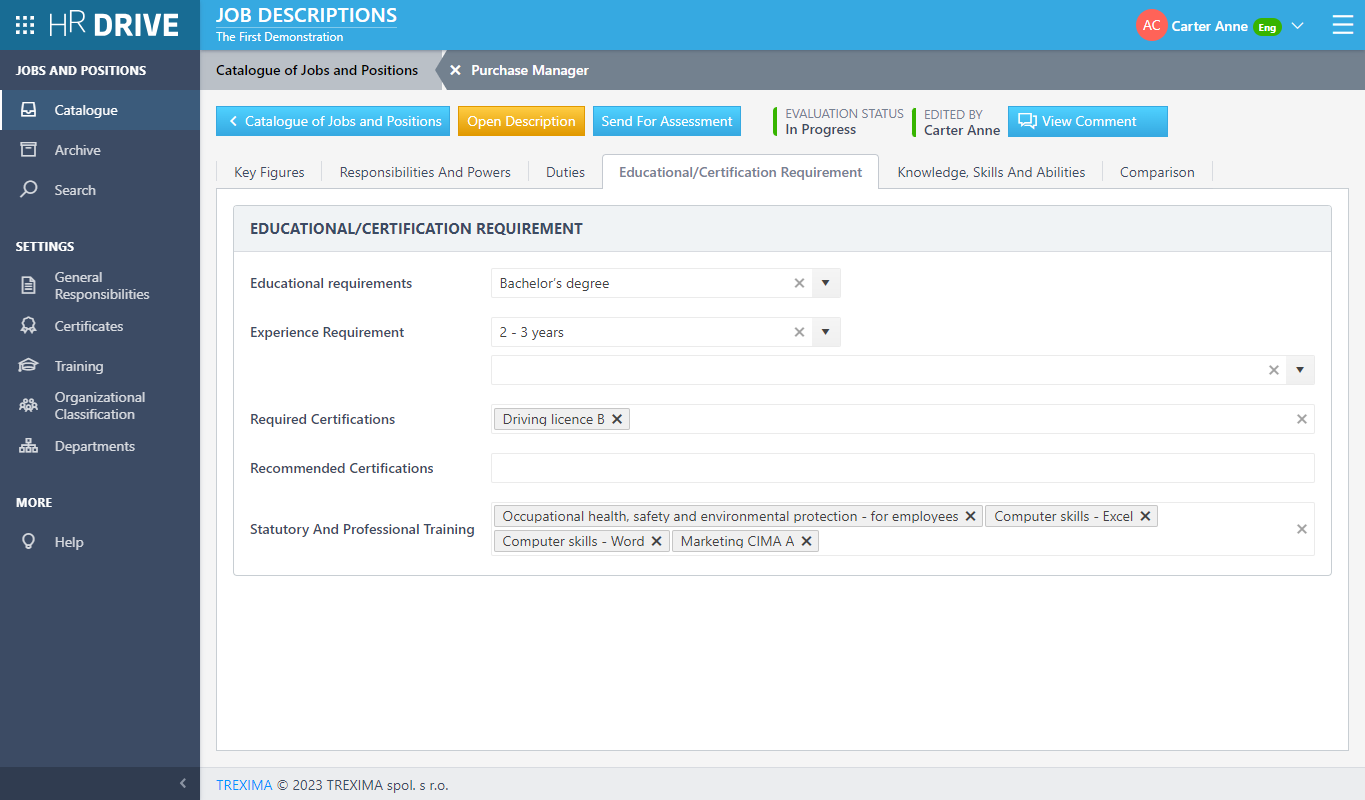 Editing the job description